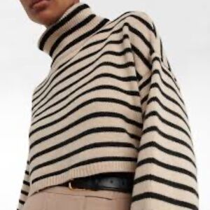 The Frankie Shop Black & Beige Athina Cropped Turtleneck (XS-S)
